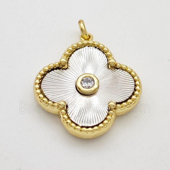 copper Clover pendant, platinum plated