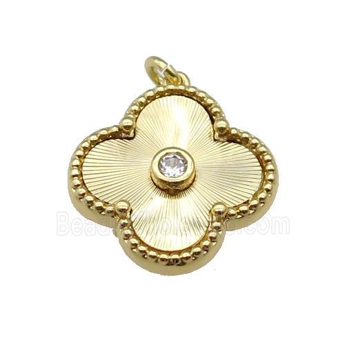 copper Clover pendant, gold plated