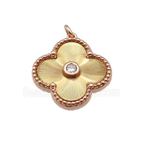 copper Clover pendant, gold plated
