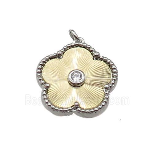 copper Flower pendant, gold plated