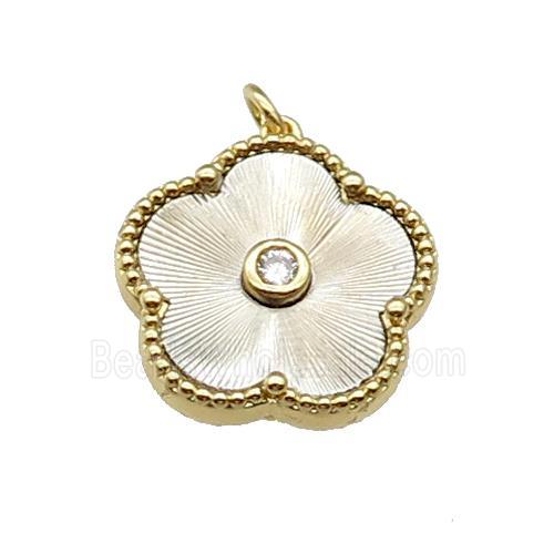 copper Flower pendant, platinum plated