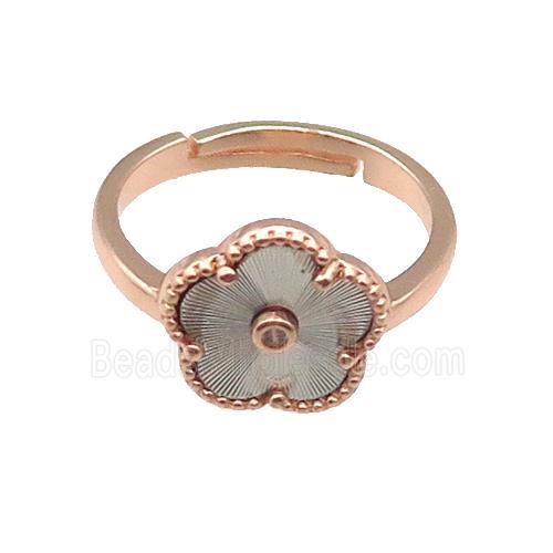 copper Flower Ring, adjustable, rose gold