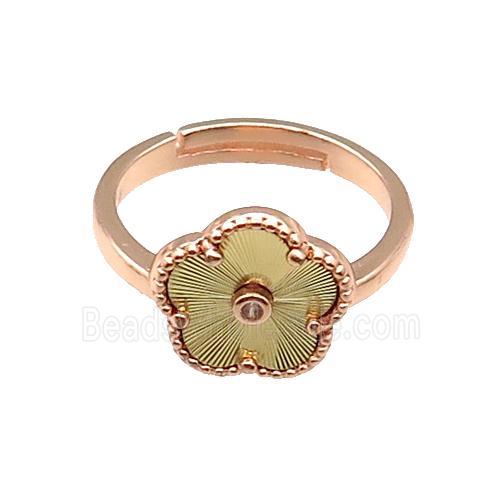 copper Flower Ring, adjustable, rose gold