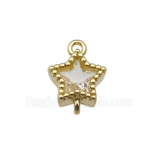copper star connector paved zircon, gold plated