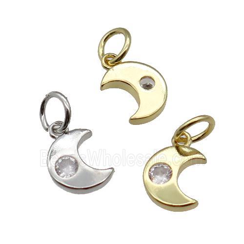 copper moon pendant pave zircon, mixed