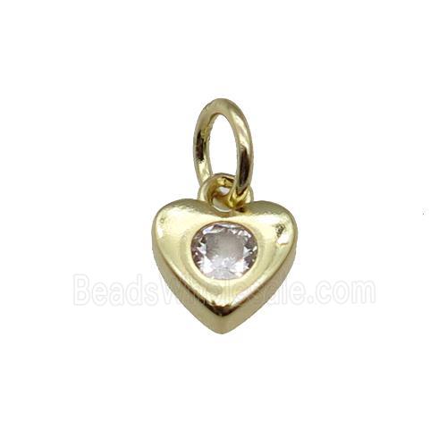 copper heart pendant pave zircon, gold plated