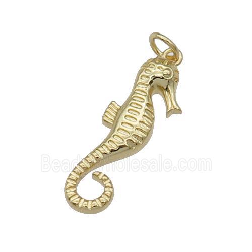 copper seahorse pendant, gold plated