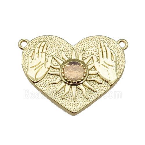 copper Heart pendant, hand, gold plated