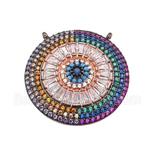 copper circle pendant paved zircon, rose gold