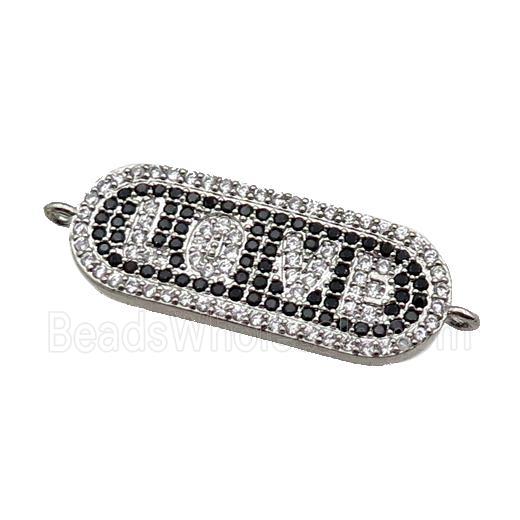 copper LOVE connector paved zircon, platinum plated