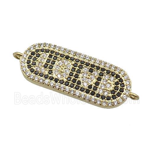 copper LOVE connector paved zircon, gold plated