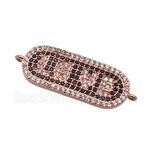 copper LOVE connector paved zircon, rose gold