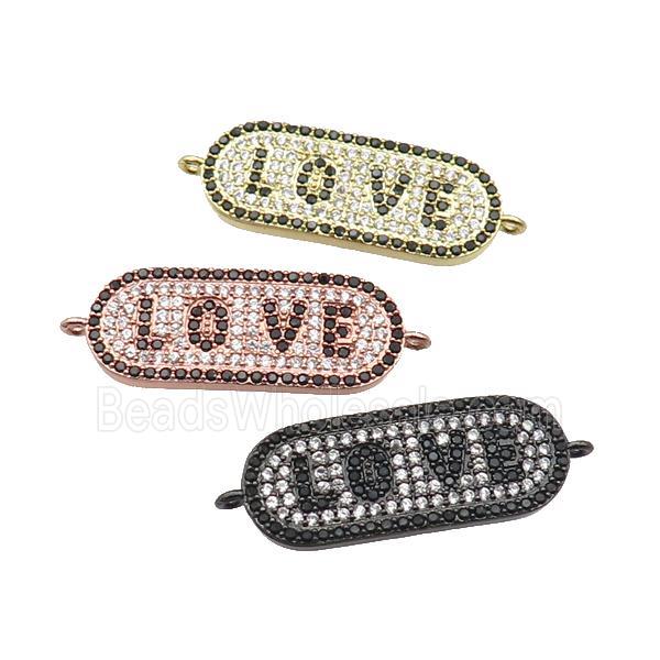 copper LOVE connector paved zircon, mixed