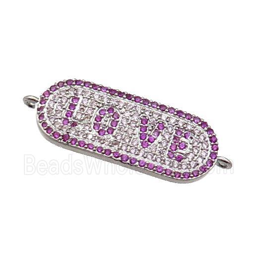 copper LOVE connector paved zircon, platinum plated