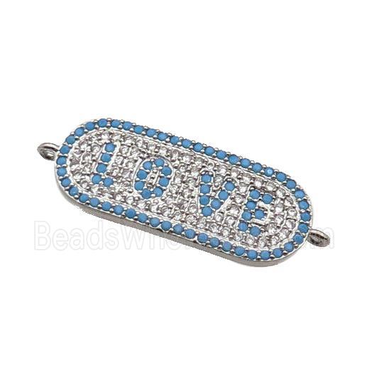 copper LOVE connector paved zircon, platinum plated