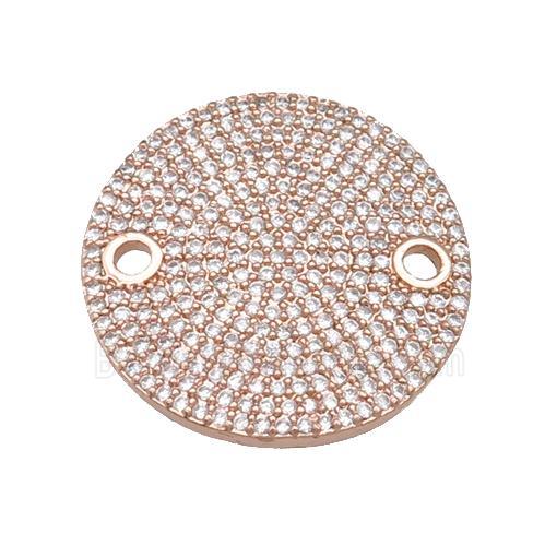 copper circle connector pave zircon, rose gold