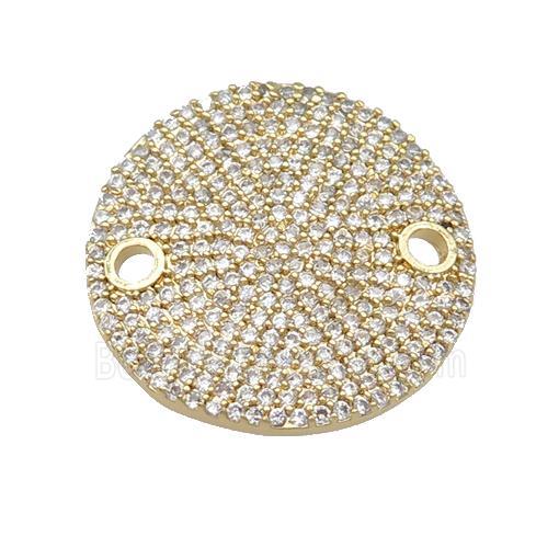 copper circle connector pave zircon, gold plated