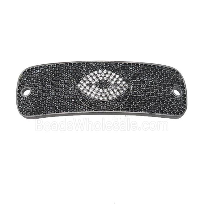 copper rectangle connector pave zircon, black plated