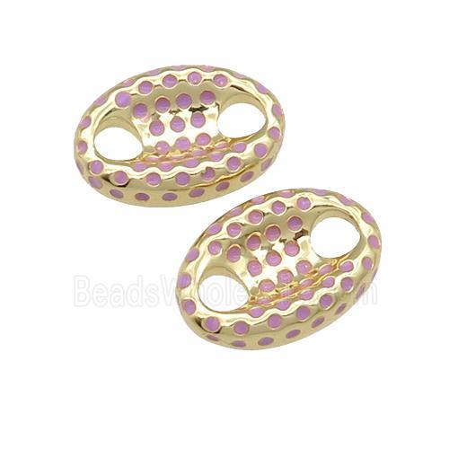 copper connector with lavender enamel, pignose, gold plated