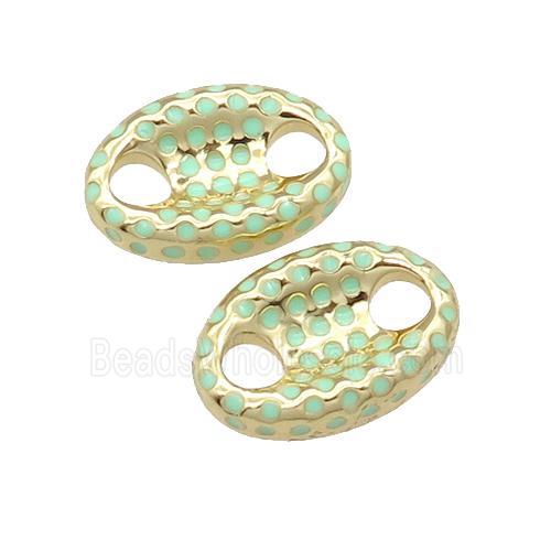 copper connector with lt.green enamel, pignose, gold plated