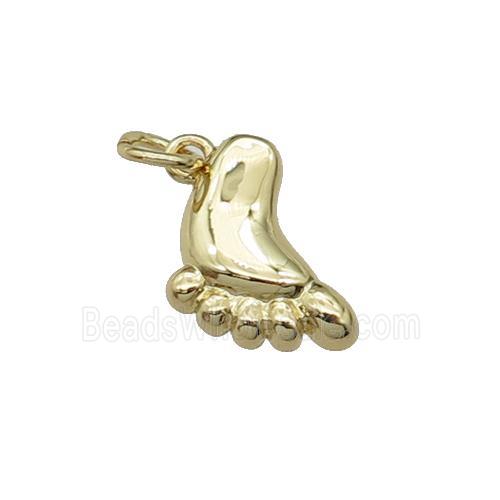 copper charm pendant, babyfeet, gold plated