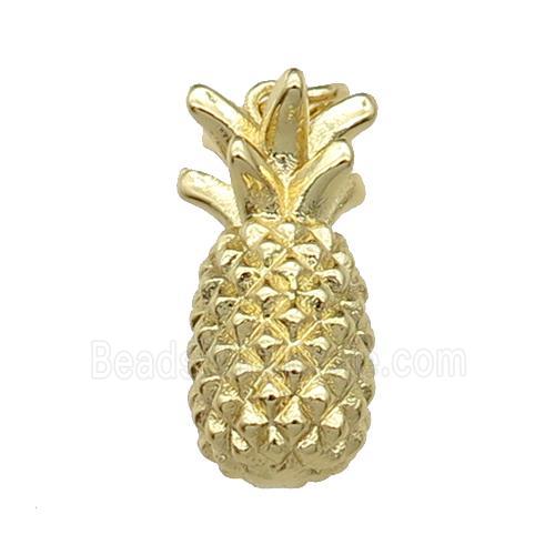 copper Pineapple charm pendant, gold plated