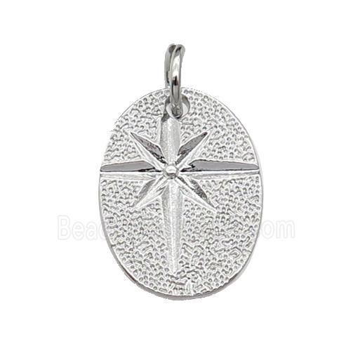 copper NorthStar charm pendant, platinum plated