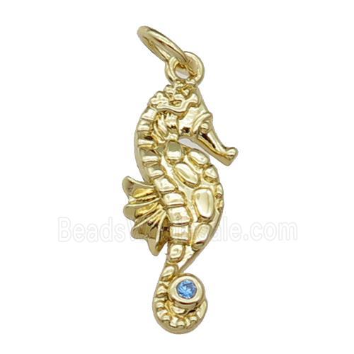 copper Seahorse charm pendant, gold plated