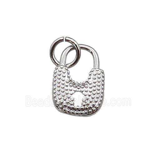 copper Lock pendant, platinum plated