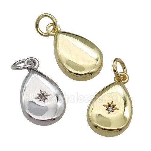 copper teardrop pendant pave zircon, northstar, mixed