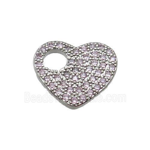 copper Heart pendant pave zircon, platinum plated