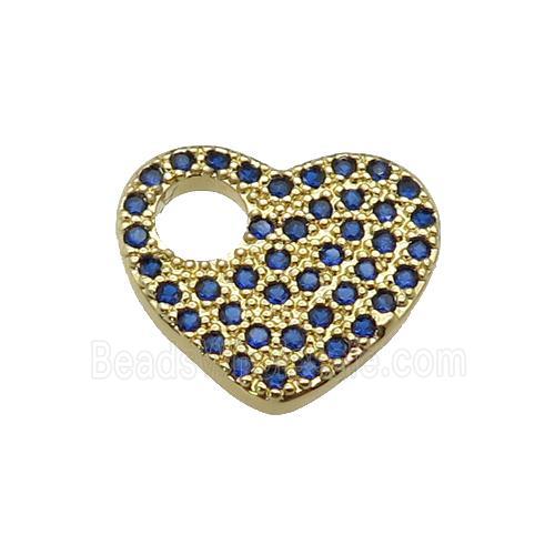 copper Heart pendant pave blue zircon, gold plated
