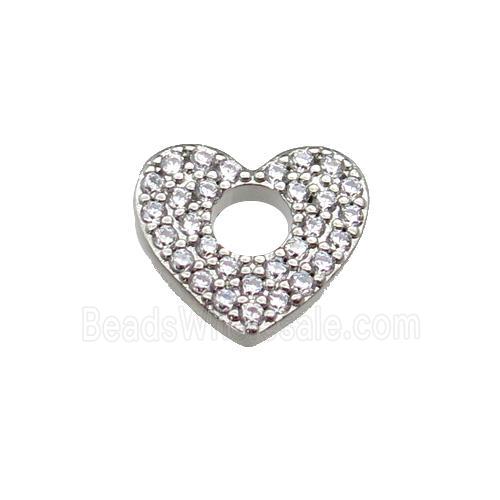 copper Heart pendant pave zircon, platinum plated