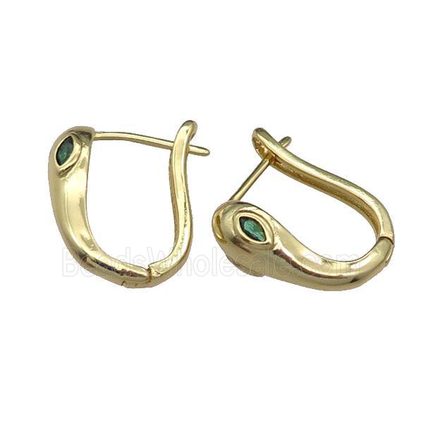 copper Latchback Earrings pave zircon, gold plated