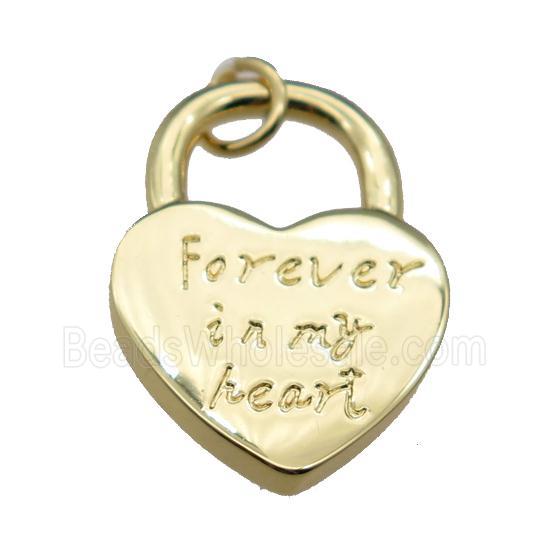 copper Heart Lock pendant, gold plated
