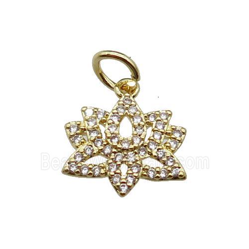 copper Lotus pendant pave zircon, mixed