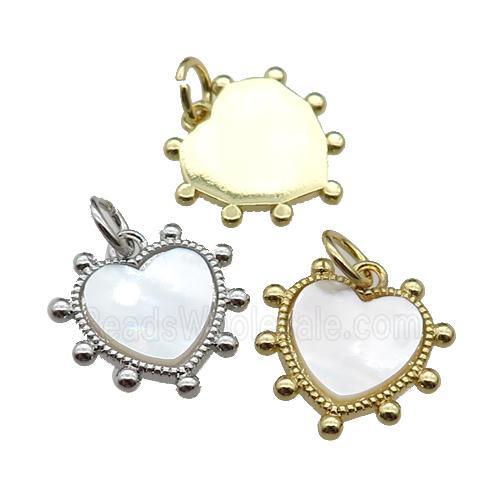 copper Heart pendant pave shell, mixed