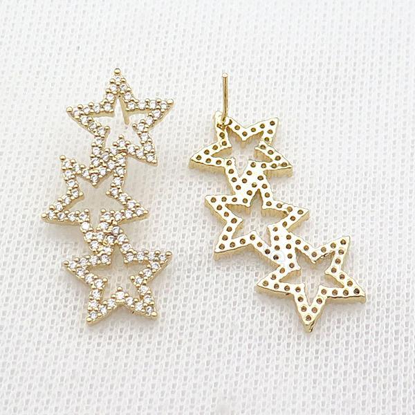 copper Stud Earring pave zircon, starlink, gold plated