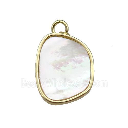 copper pendant pave shell, gold plated