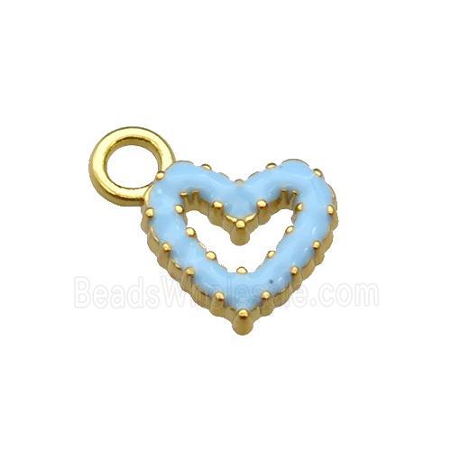 copper Heart pendant with blue enamel, gold plated