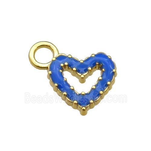 copper Heart pendant with blue enamel, gold plated