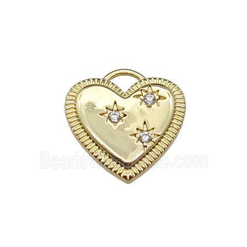 copper Heart pendant pave zircon, gold plated