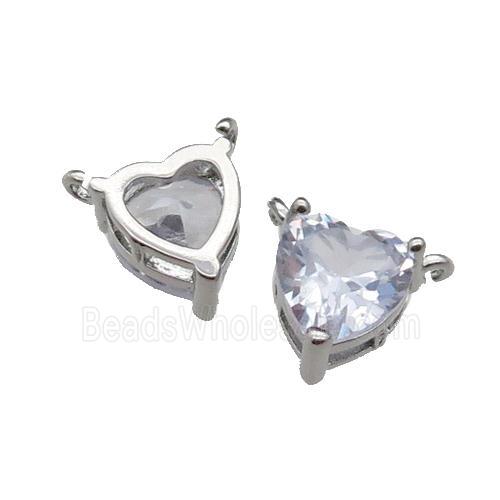 copper hear pendant pave zircon, platinum plated