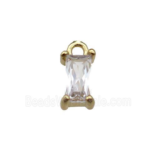 copper rectangle pendant pave zircon, gold plated