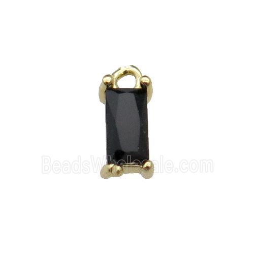 copper rectangle pendant pave black zircon, gold plated
