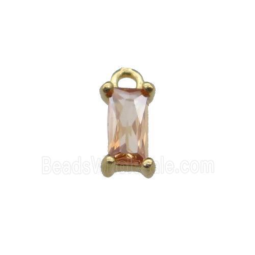 copper rectangle pendant pave champagne zircon, gold plated