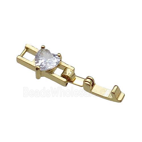 copper clasp pave zircon, gold plated