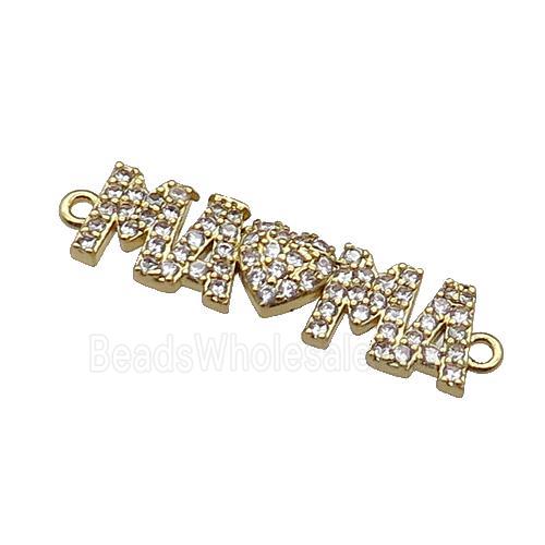 copper MaMa connector pave zircon, gold plated
