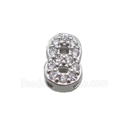 copper Number-8 Beads pave zircon, platinum plated