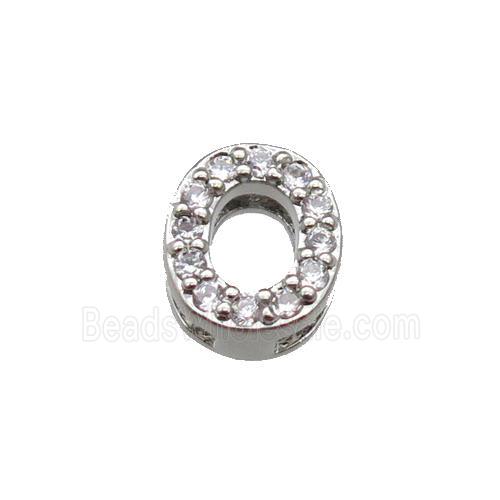 copper Number-0 Beads pave zircon, platinum plated